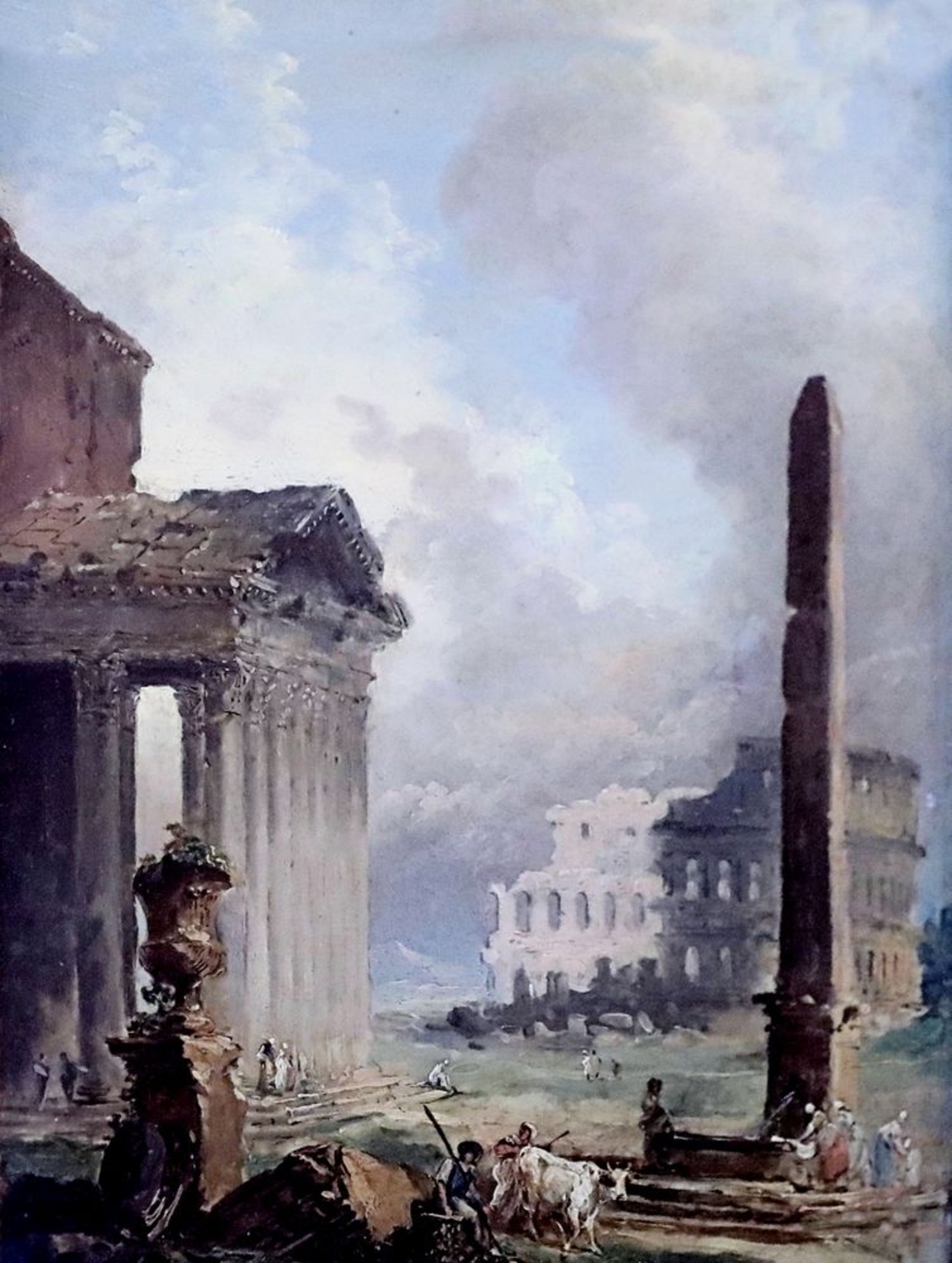 Hubert Robert. 1733-1808. Paris.  Ruines romaines, le Forum avec le Colisée et l'Obélisque. Paris Petit Palais (Musée des Beaux de la Ville de Paris). CC BY-NC-SA 2.0..