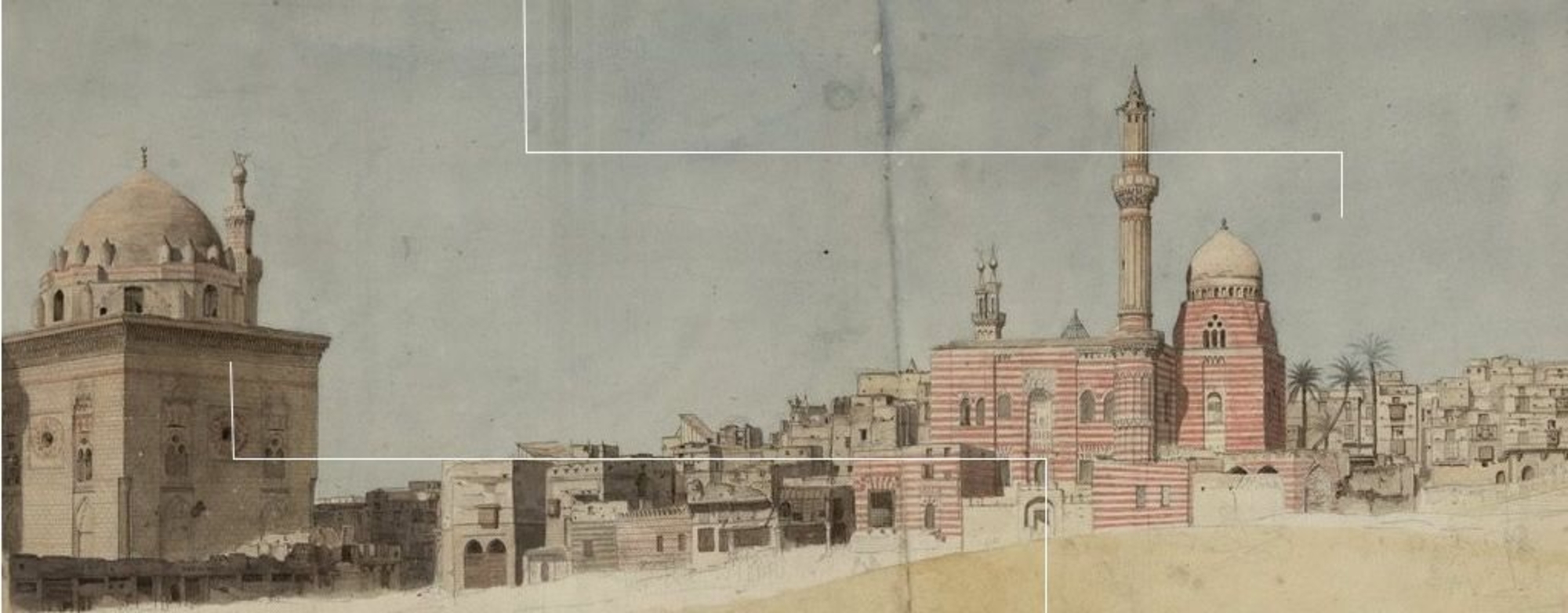 Le Caire, vue de la Mosquée du sultan Hassan. Dessin par Nicolas-Jacques Conté (1755-1805). BnF, dép. Estampes et photographie