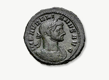 Portrait of Emperor Aurelian on a coin