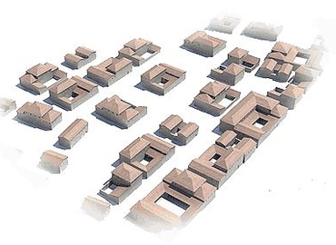 Restitution 3D d'habitations. © Ministère de la Culture. Alban-Brice Pimpaud